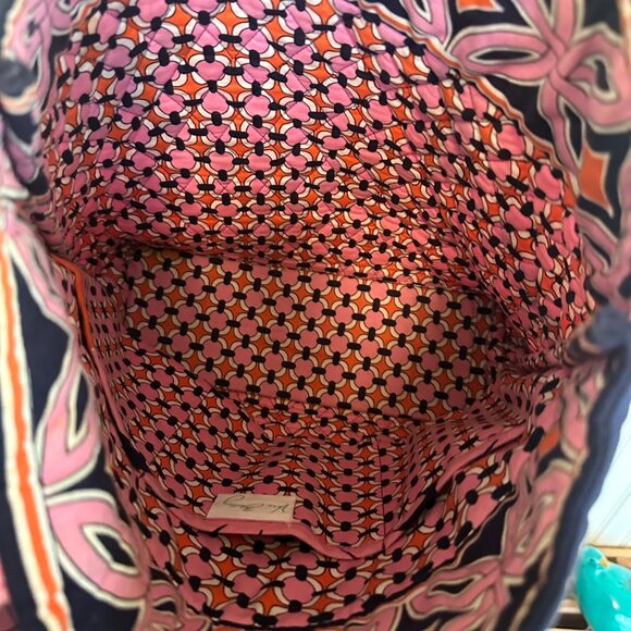 Vera Bradley Quilted Floral Tote Bag With Pink & Orange Sunflower Print - Picture 4 of 7